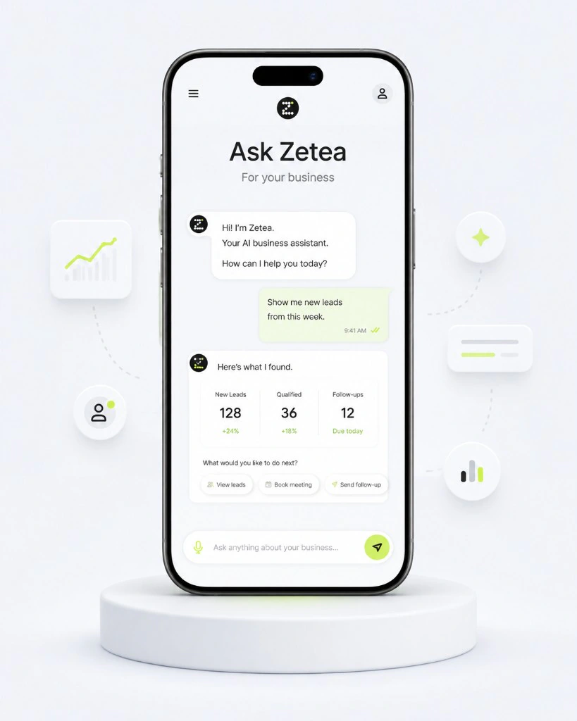 Ask Zetea on a phone — your AI business assistant